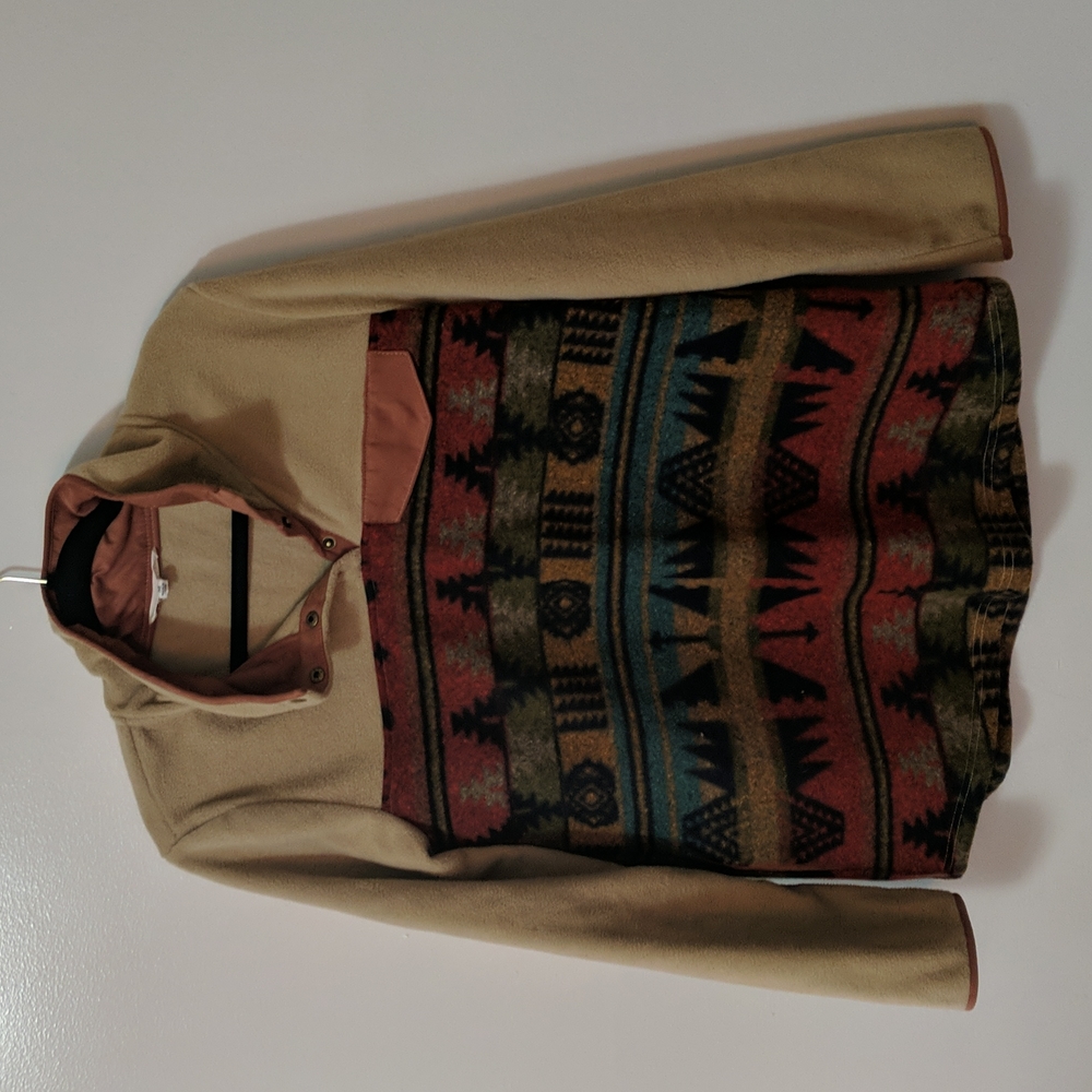 Aztec Boho Fleece Snap Pullover